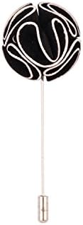 DAPPER HOMME Black Round Flower lapel pin
