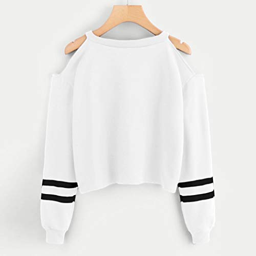 BeautyVan Women's Off the Shoulder Long Sleeve Blouse Striped Sweatshirt Pullover Casual Crop Tops Shirt