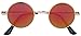 Round Sunglasses Red Mirrored Lens Gold Metal Frame
