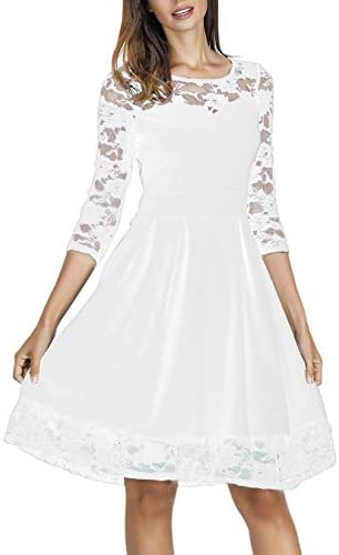 Akivide Women's Cocktail Swing Party Dress, 1950s Vintage Dress with Lace Neck