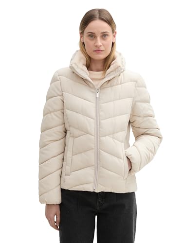 TOM TAILOR 1042909 Veste pour Femme, 12365-Dusty Beige, S, 12365 - Beige Dusty, S