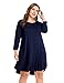 BELAROI Women's Plus Size Dress Fall Casual Swing 3/4 Sleeve T Shirt Loose Tunic Dress (1X, Navy Blue)