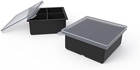Silicone Large Ice Cube Trays, Ice Cube Mold & Lid For Ice Cube Tray, Combo Set of 2 Molds - Big Ice Cube Tray Mold & Ice Chill Mold (Set of 2) (2 Square Cube Molds)