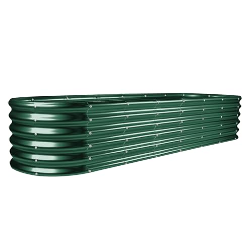 Land Guard Oval Raised Garden Bed Forest Green