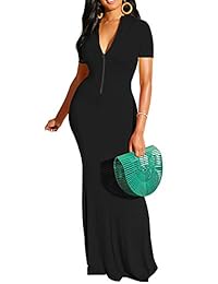 GOBLES Vestido maxi de sirena de manga corta y elegante para fiesta