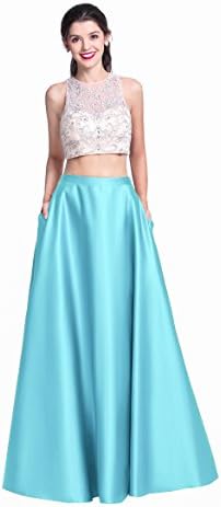 Momoai 2 Piece Beaded Bodice Ball Gown Crystal Prom Party Dresses Long M006