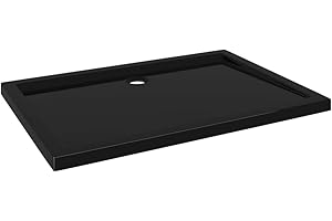 vidaXL Shower Base Tray, Bathroom Tray, Low Threshold Shower Pan, Slip-resistant, Easy to Clean & Assemble, Reinforced ABS, 31,5"x43,3"x1,6", Black