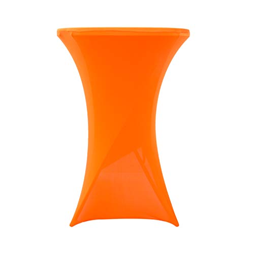 iEventStar 30 inches Highboy Cocktail Round Stretch Spandex Fitted Table Cover High Top Square Corners Tablecloth (30'' x 42'', Orange)