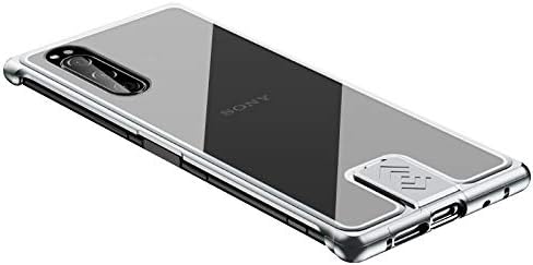 Zhusha Push-Pull Metal Transparent Tempered Glass Back Cover Frameless Case Compatible with Sony Xperia 5 (Color : Silver)
