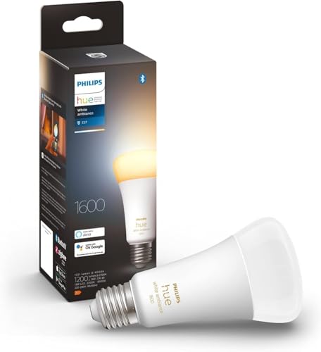 Philips Hue White Ambiance E27 LED Glühbirne, 1600lm, warm- bis kühlweiß, dimmbar, steuerbar via App, kompatibel mit Amazon Alexa (Echo, Echo Dot), alte Generation