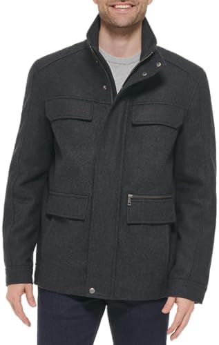 Cole Haan Signature Men's Wool Melton Coat with Nylon Bib