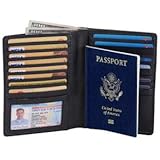 AULIV RFID Blocking Travel Wallet Card Case Passport Wallet in Full Grain Leather