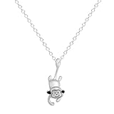 ONE A DAY Power Necklace Sterling Silver Plated Monkey Cute 3D Animal Necklace Pendant Charm for Women Girls Kids