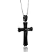 Cross Necklace for Men with Large Pendant and 24 Inch Curb Chain (Black)