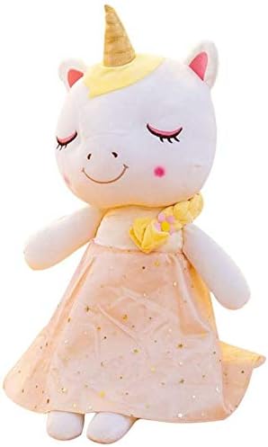 Amazon ユニコーン ぬいぐるみ 立て 微笑み 超萌え ふわふわ 癒し 寝かしつけ用 おもちゃ 置物 装飾 インテリア お誕生日 記念日 お祝い 贈り物 プレゼント 子供 彼女 柔らかい 抱き心地良い ベッドサイド 抱き枕 イエロー 35cm ぬいぐるみ おもちゃ