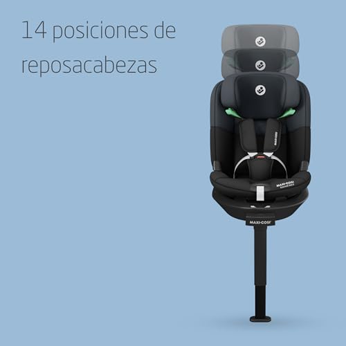 Emerald 360 S i-Size, Silla coche 360 giratoria 0-12 años (40-150 cm), 360° FlexiSpin, Silla coche bebé, 4 posiciones reclinación, Protección contra impactos laterales G-CELL, Tonal Black