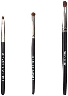 VEGAN LOVE The Chisel Collection Make Up Brush Set (Chisel Detail Mini Fluff, Chisel Mini Smudger, Chisel Fluff)