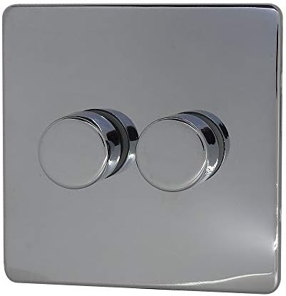 Discount Electrix 2 Gang 2 Way 400 Watt Dimmer Switch Polished Chrome Screwless Flat Plate Design