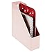 mDesign Plastic Slim Vertical File Folder Storage Organizer Bin with Handle - Hold Notebooks, Binders, Envelopes, Magazines for Home Office, Work Desktops, Ligne Collection, 2 Pack, Light Pink