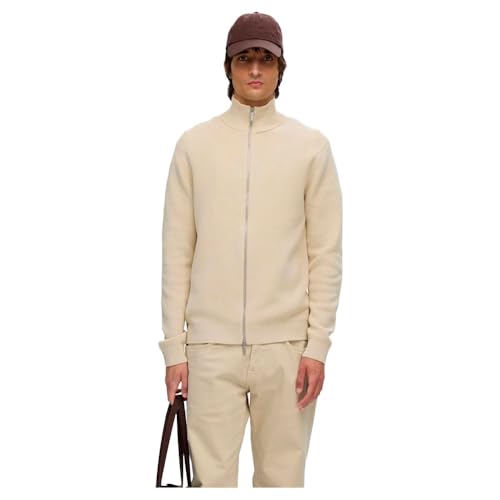 SELECTED HOMME Knitted Cardigan Zipped High Neck Oatmeal M Oatmeal M