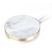 GMYLE Wireless Charger Aluminium Mini Qi for S7 / S6 / Edge, Note 5, Nexus and all Qi-Enabled Devices - Champagne Gold / White Marble (NPL730061)
