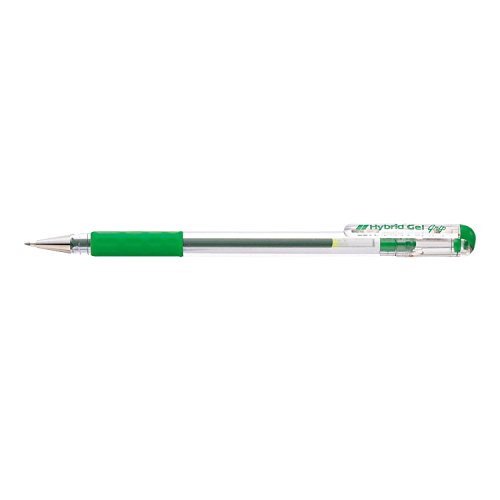 Pentel 0.6mm Tip Hybrid Gel Grip Vivid Gel Ink Rubber Finger Grip Pen - Green