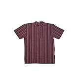 Mogul Interior Men's Shirt Kurta Cotton Stripes India Dress Boho Clothing