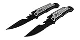 2X 2 Rogue River Tactical 6-in-1 Multitool Rescue Knife with Flint Fire Starter, LED Flashlight, Bottle Opener, Belt Cutter and Windows Breaker SILVER Drop Point Blade