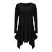 WearLove Women Asymmetrical Loose Long Sleeve Pockets Tunic Shirt Dress Black 2XL
