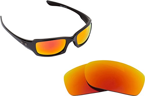 New SEEK Replacement Lenses Oakley FIVES SQUARED Fire Red Mirror - Polarized Fire Red Mirror