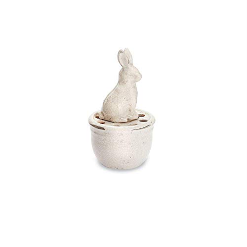 Mud Pie Bunny Pot Flower Stem Easter Bud Vase, White Home