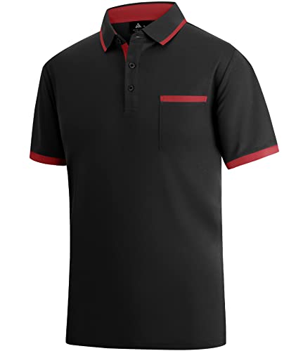 zitysport Men's Polo Shirt Sleeve with Chest Pocket Golf Polo Breathable Quick Dry Poloshirt Sport Man Slim Fit Tshirt Summer Shirt Man