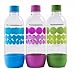 Original Sodastream Carbonating Bottle Three Pack ( blue, pink, green ) 1 Liter / 3.38oz Lasts Up To 3 Years - New Design Launched 2017