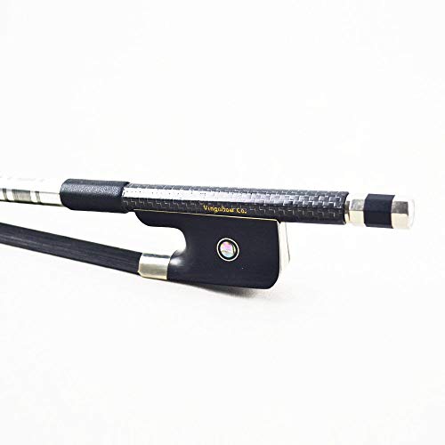 FidgetFidget Black 3/4 SILVER BRAIDED Carbon Fiber French Double Bass Bow - Thumbnail 4