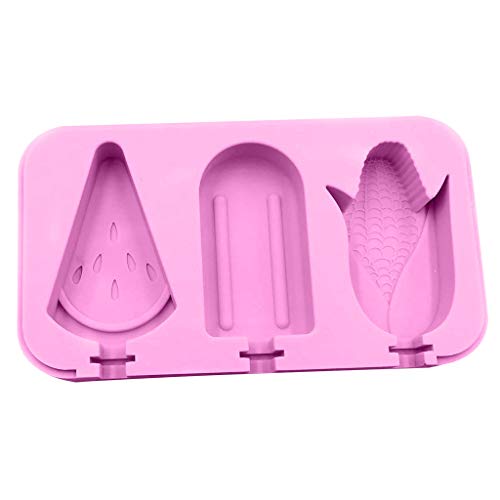 5 Cavities Silicone Cute Ice Pop Mold with Lid Ice Cream Bar Mold Popsicle Molds DIY Ice Cream Maker Silicone