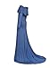JustVH Maternity Fitted Elegant Gown Long Sleeve Off Shoulder Ruffles Maxi Photography Dress for Photoshoot Denim Blue