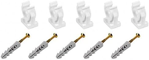 5 x Open Pipe Clips Snap in Bracket Single 28mm Plastic Clip with Fixings