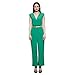 Amoin Women V Neck Sleeveless Design Solid Color Casual Elegant Jumpsuit