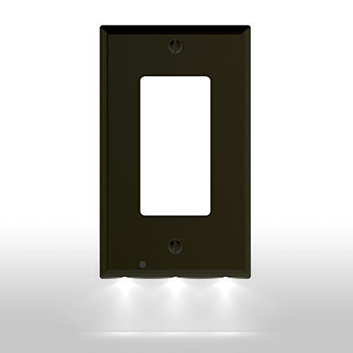 1 Pack SnapPower GuideLight - Outlet Wall Plate With LED Night Lights - FOR OUTLETS - (Décor, Black)