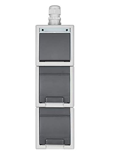 Naka24 IP65 Aufputz Schalter und Steckdose Kombination Feuchtraum Schuko AQUANT IP65 (1264-65 2x Steckdose + 1x Schalter… – Bild 3