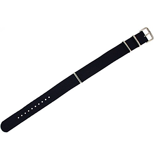 Watch Band Nylon One Piece Military Sport Black Stainless Buckle 18 millimeter