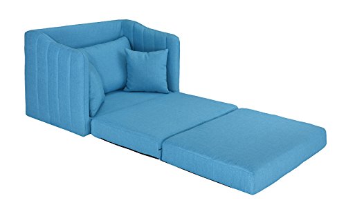 Modern Soft Linen Fabric Modular/Convertible Sleeper Chair (Blue) - Thumbnail 5