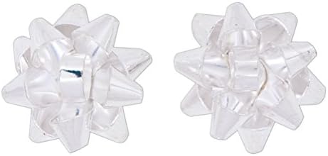 Holiday Metal Gift Bow Stud Earrings (Silver Tone)