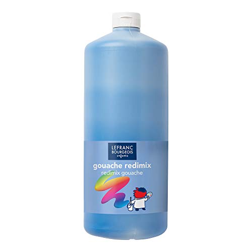 Lefranc Bourgeois 188047 Redimix Tempera Farbe - Primärblau - 2000 ml – Flüssige Gouachefarbe, hohe Deckkraft, wasserbasiert