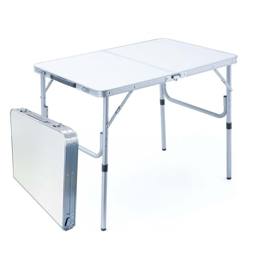 Mesa Maleta Camping Dobrável 90x60cm Ajuste Altura Livre Estável Portátil Alumínio M.R Camping