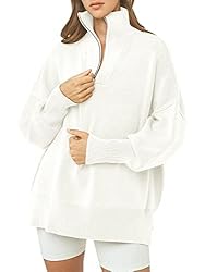 ANRABESS Women's Half Zip Sweater Oversized Long