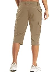 Khaki Shorts for Men Cargo Long Shorts Quick Dry