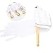 Whaline 30 Pack Ribbon Sticks Chromatic Silk Ribbon with Bells Fairy Stick Wish Wands for Wedding Party (White)