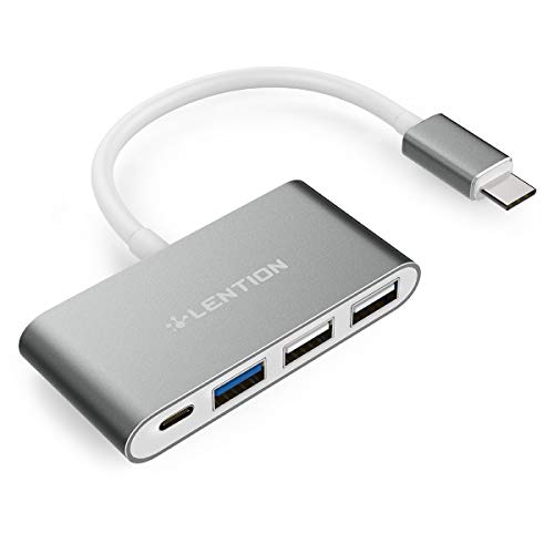 LENTION 4-in-1 USB-C Hub with Type C, USB 3.0, USB 2.0 Compatible MacBook Air 2018 2019, MacBook Pro 13/15/16 (Thunderbolt 3), ChromeBook, More, Multiport Charging & Connecting Adapter (Space Gray)