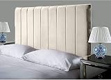 Portland Lined Headboard 24 in Cream Velvet for 4ft6 Divan Beds Plush UK-Made